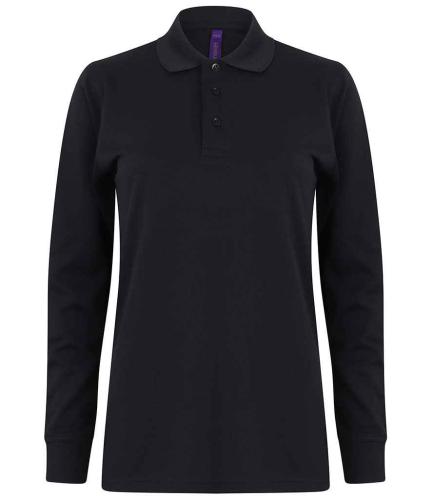 Henbury Unisex Long Sleeve Coolplus? Piqu? Polo Shirt - NAV - XXS
